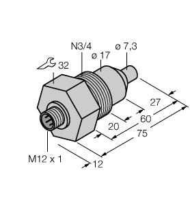 [6870805] Turck Flow Monitoring, Immersion Sensor without Integrated Processor (FCS-N3/4A4-NA-H1141/L060)