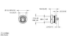 [U2-08599] Turck Actuator and Sensor Receptacle, Rear Mount, Solder cups (MFKS 4F)