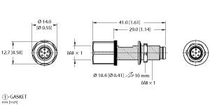 [U2-12393] Turck Actuator and Sensor Receptacle, Panel Feed-through (MFSV MFKV 6/M8)