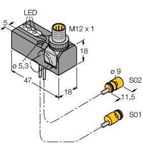[1650039] Turck Inductive Sensor, Monitoring Kit for Power Clamps (NI2-K09-0.095/0.11-BDS-2AP6X3-H1141/S34)