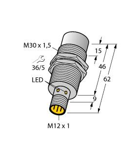 [1634822] Turck Inductive Sensor, For the Food Industry (NI30U-EM30WD-AP6X-H1141)