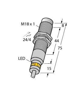 [4632003] Turck Inductive Sensor, For Harsh Environments and Temperatures up to -60 °C (NI7-EM18WD-AP6X/S929 12M)