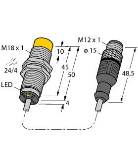 [1561201] Turck Inductive Sensor (NI8-M18-VP4X-0.2-RS4.4T)