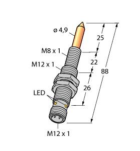 [1600616] Turck Magnetic Field Sensor, For Detection of M6 Weld Nuts, For Detection of Ferromagnetic Parts (NIMFE-EM12/4.9L88-UP6X-H1141/S1182)