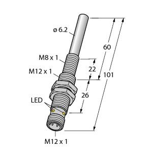 [1600613] Turck Magnetic Field Sensor, For Detection of Ferromagnetic Parts (NIMFE-EMT12/6.2L101-UP6X-H1141)