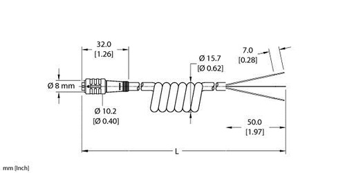 [U0068] Turck Actuator and Sensor Cordset, Connection Coil Cordset (PKG 3Z-3/S90-SP)