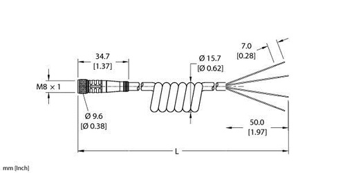 [U2503-11] Turck Actuator and Sensor Cordset, Connection Coil Cordset (PKG 4M-3/S90-SP)