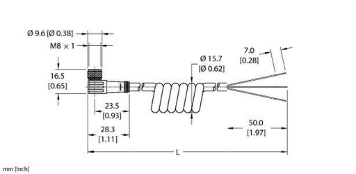 [U0071-10] Turck Actuator and Sensor Cordset, Connection Coil Cordset (PKW 3M-3/S90-SP)
