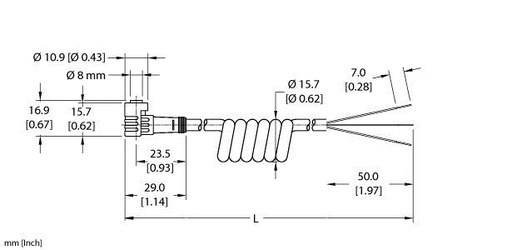 [U0078-1] Turck Actuator and Sensor Cordset, Connection Coil Cordset (PKW 3Z-3/S90-SP)