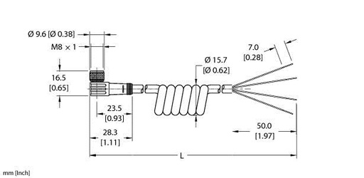 [U2512-34] Turck Actuator and Sensor Cordset, Connection Coil Cordset (PKW 4M-3/S90-SP)