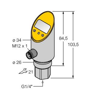 [6833309] Turck Pressure sensor, With Analog Output and PNP/NPN Transistor Switching Output, Output 2 Reprogrammable as Switching Output (PS250R-301-LI2UPN8X-H1141)
