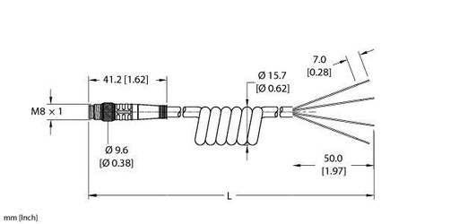 [U0136-1] Turck Actuator and Sensor Cordset, Connection Coil Cordset (PSG 4M-3/S90-SP)