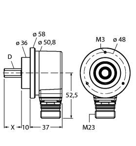 [1545848] Turck Incremental Encoder, Industrial Line (RI-10S10C-2B2500-12M23)