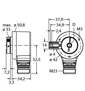 [1545458] Turck Incremental Encoder, Industrial Line (RI-12H12T-4A2500-12M23)