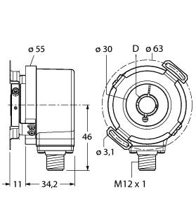 [1545836] Turck Incremental Encoder, Industrial Line (RI-12H15E-2K1024-H1181)