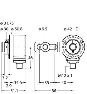 [1545905] Turck Incremental Encoder, Industrial Line (RI-12HA4S1-2B64-H1181)