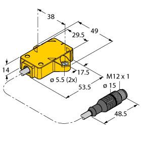 [1590871] Turck Inductive Angle Sensor, With Analog Output, Premium Line (RI360P0-QR14-ELIU5X2-0.3-RS5/S1264)