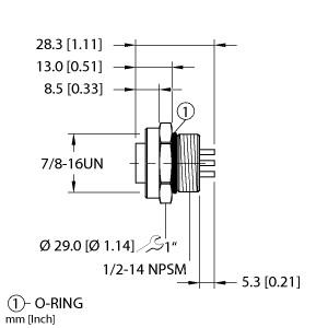 [U5515-10] Turck Actuator and Sensor Receptacle, Front Mount (RKFL 36)
