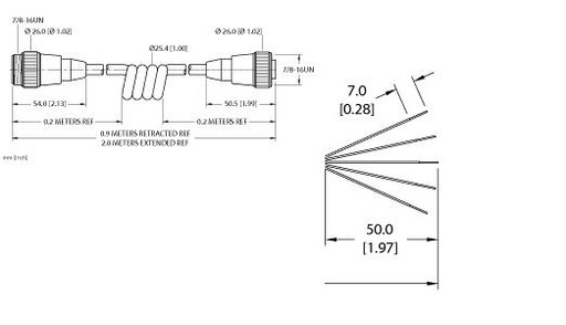[U2-02573] Turck Actuator and Sensor Cordset, Connection Coil Cordset (RKM 50-2M/S90-SP)