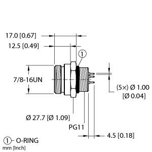[U2309-3] Turck Actuator and Sensor Receptacle, Front Mount (RSF 50-PCB)