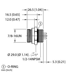 [U5229-13] Turck Actuator and Sensor Receptacle, Front Mount (RSFL 66)