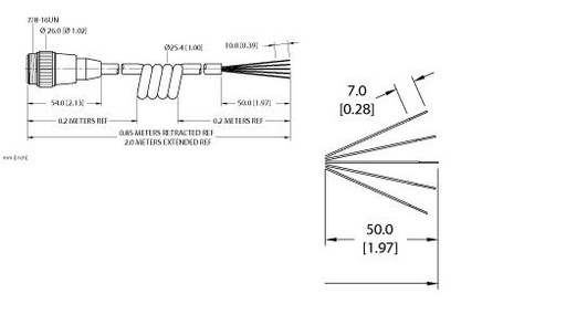 [U2-21501] Turck Actuator and Sensor Cordset, Connection Coil Cordset (RSM 50-2M/S90-SP)