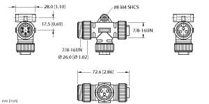 [U0045] Turck Actuator and Sensor Tee (RSM 50-2RKM 30)