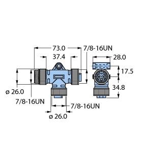 [U0141] Turck Zweifachverteiler, T-Splitter without Cable (RSM-2RKM 57)