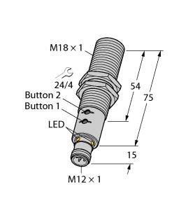 [1610024] Turck Ultrasonic Sensor, Diffuse Mode Sensor (RU40U-M18E-LIU2PN8X2T-H1151)