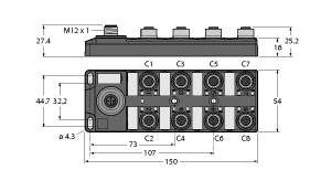 [6814100] Turck I/O Hub for Connecting Digital Signals to IO-Link Master, 16 Digital PNP Inputs (TBIL-M1-16DIP)