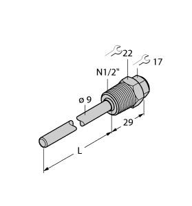 [9910464] Turck Accessories, Thermowell, For Temperature Sensors (THW-6-N1/2-A4-L100)