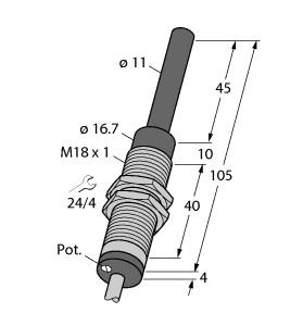 [1536603] Turck Inductive Sensor, With Analog Output (WI40-M18-LIU5)