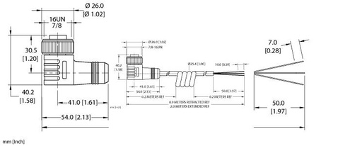 [U2310-12] Turck Actuator and Sensor Cordset, Connection Coil Cordset (WKM 30-2M/S90-SP)