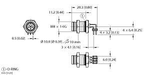 [U0902-43] Turck Actuator and Sensor Receptacle, Rear Mount, Right-angle PCB Pins (WMFS 6F-PCB)