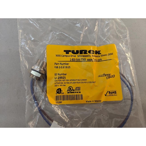 [U-29925] Turck Actuator and Sensor Receptacle, Front Mount (FSB 2-0.3/18.25)