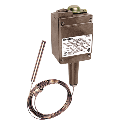 [MT1H-H351-Q104] Barksdale MT1H Remote Mount Temp Switch, Single Setpoint, 10 Amp @ 125, 250 VAC & 3 Amp @ 480 VDC, 150 to 350 °F