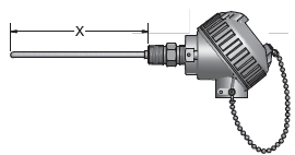 [J48U-002-00-8HN31Z(Z779-6)] TYPE J T/C 2"SHEATH ALUM HEAD Z=NO TERM BLOCK W/6"LEADS