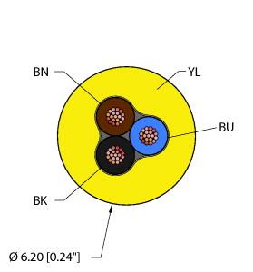 [RF50513] Turck Instrumentation Tray Cable, Reelfast™ Bulk Cable (YEL,PVC,3X18,ITC,MSHA)