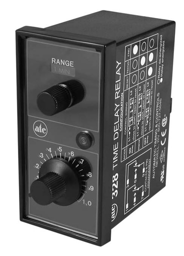 [328E200F10XX] 328E SERIES MULTI-RANGE TIMER, 24-240VAC/24VDC, RESET ON POWER FAILURE, SIX KNOB SELECTABLE RANGES