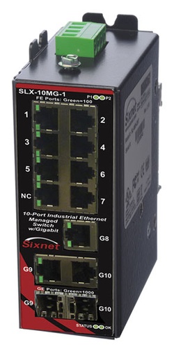 [SLX-10MG-1] SLX Series, 10-Port, Sixnet SLX-10MG-1 Managed Industrial Ethernet Switch