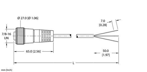 [U5001] Turck Actuator and Sensor Cordset, Connection Cable (RKM 36-2M)