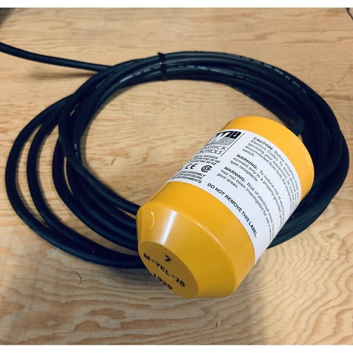 [M-YEL-15] MECHANICAL FLOAT 13AMP, SPST-NORMALLY CLOSED, NARROW ANGLE, 15' CABLE