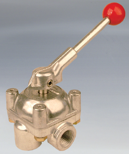 [9022-M-E] Shear-Seal Directional Control Valve, Interflow Series, 3/8" Port, Manual Operation, Black Knob