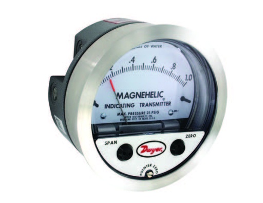 [605-2] Magnehelic Differential Pressure Transmitter/Gauge, 4-20mA Output, 0-2"WC range