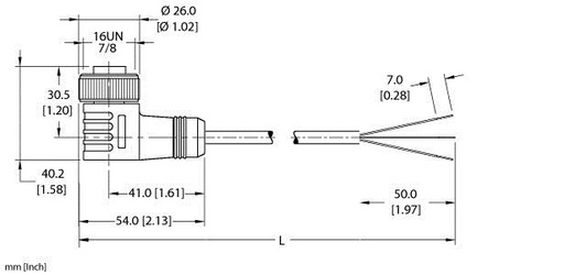 [U2310-01] Turck Actuator and Sensor Cordset, Connection Cable (WKM 30-2M)