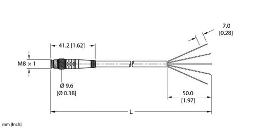 [U-04607] Turck Actuator and Sensor Cordset, Connection Cable (PSG 4M-4/S90/S618)