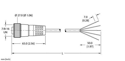 [U5124] Turck Actuator and Sensor Cordset, Connection Cable (RKM 56-4M)