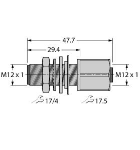 [U1135] Turck Actuator and Sensor Receptacle, Panel Feed-through (FK FS 4.5/M12)