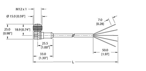 [U2436-50] Turck Actuator and Sensor Cordset, Connection Cable (WK 4.5T-10)
