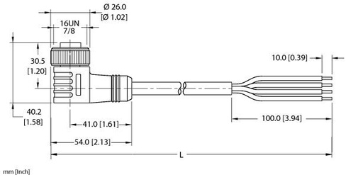 [U2-15310] Turck Power Cable, Connection Cable (WKM 44-2M/S4000)